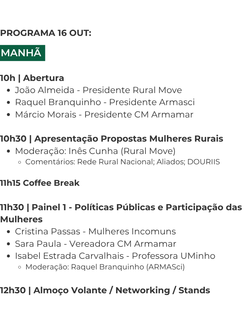 crograma jornadas mulheres rurais manhã