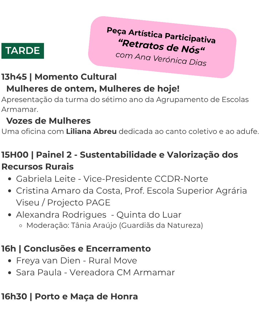 crograma jornadas mulheres rurais tarde